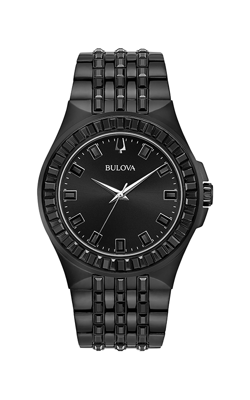  Shop Authentic Bulova Crystal Collection Phantom Black Dial Black Steel Strap Watch for Men - 98A240 - Luxxuri