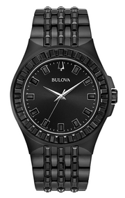  Shop Authentic Bulova Crystal Collection Phantom Black Dial Black Steel Strap Watch for Men - 98A240 - Luxxuri