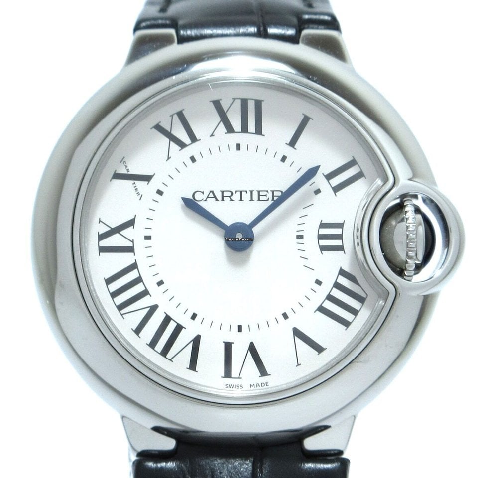  Shop Authentic Cartier Ballon Bleu Silver Dial Black Leather Strap Watch for Women - W69018Z4 - Luxxuri