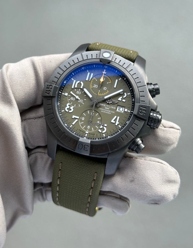  Shop Authentic Breitling Avenger Chronograph 45mm Green Dial Green Nylon Strap Watch for Men - V13317101L1X1 - Luxxuri