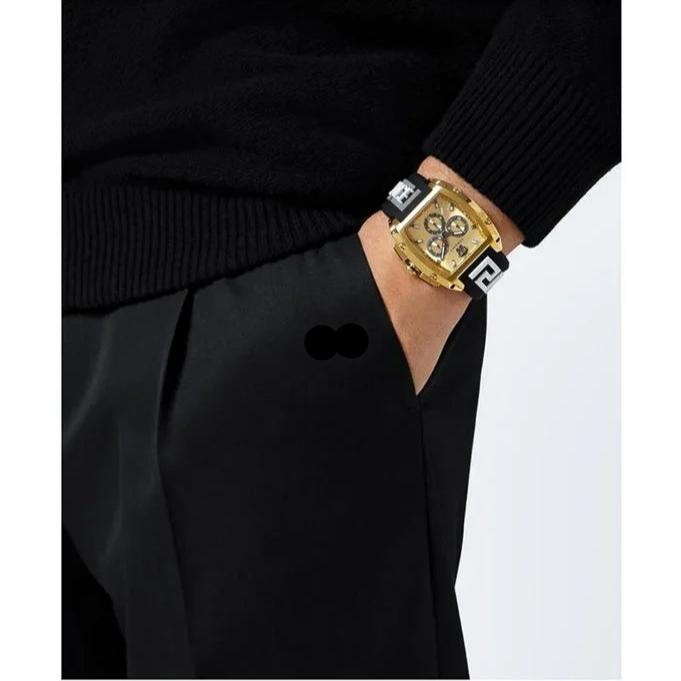  Shop Authentic Versace Dominus Chronograph Gold Dial Black Silicone Strap Watch For Men - VE6H00223 - Luxxuri