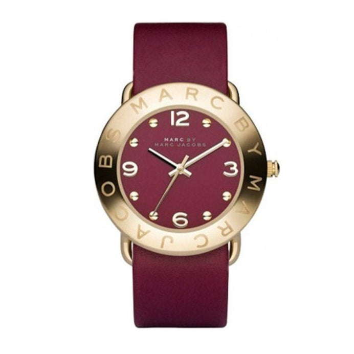  Shop Authentic Marc Jacobs Amy Red Dial Burgundy Leather Strap Watch for Women - MBM1152 - Luxxuri