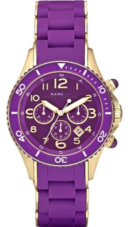  Shop Authentic Marc Jacobs Rock Chronograph Purple Dial Purple Silicone Strap Watch for Women - MBM2549 - Luxxuri