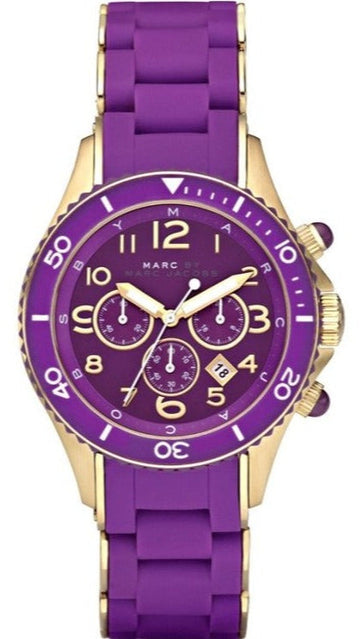  Shop Authentic Marc Jacobs Rock Chronograph Purple Dial Purple Silicone Strap Watch for Women - MBM2549 - Luxxuri