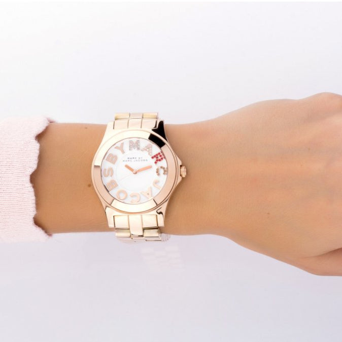  Shop Authentic Marc Jacobs Rivera White Dial Rose Gold Steel Strap Watch for Women - MBM3138 - Luxxuri