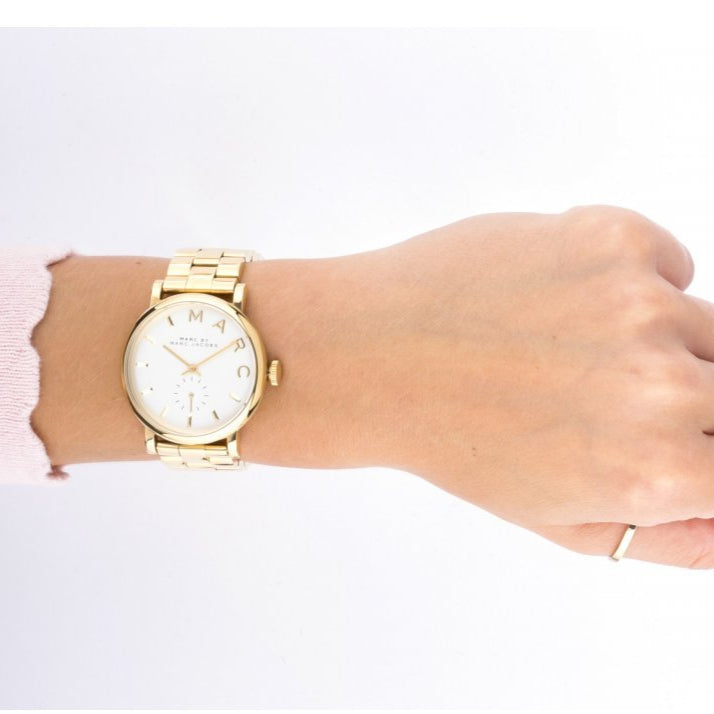  Shop Authentic Marc Jacobs Baker White Dial Gold Steel Strap Watch for Women - MBM3243 - Luxxuri