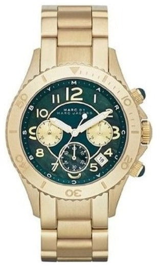  Shop Authentic Marc Jacobs Rock Chronograph Green Dial Gold Steel Strap Watch for Women - MBM3252 - Luxxuri