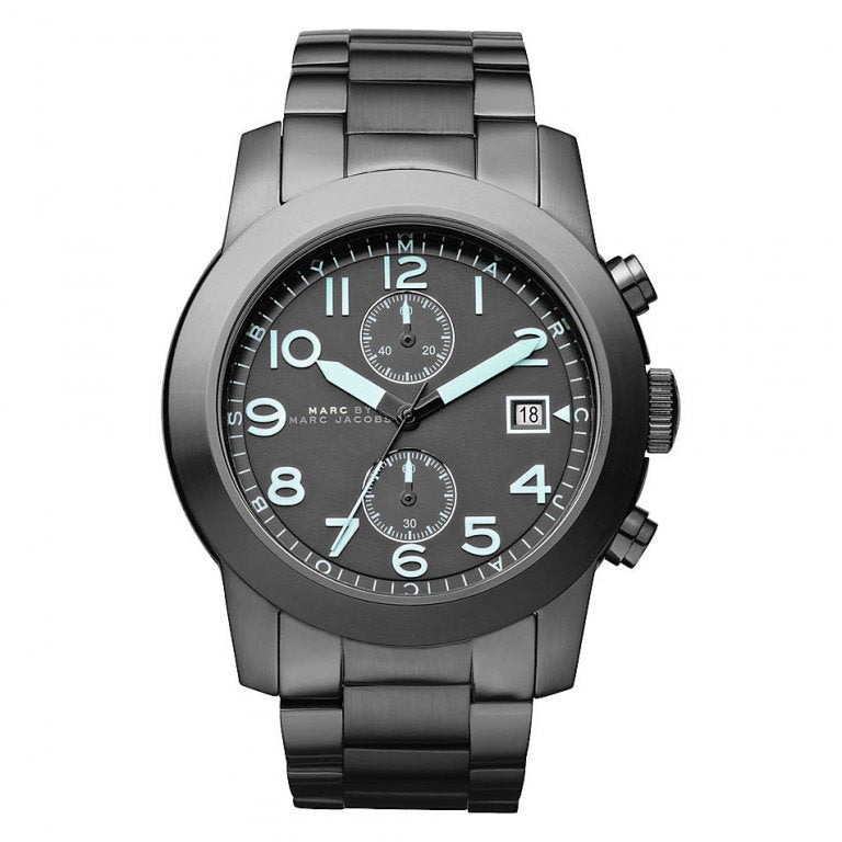  Shop Authentic Marc Jacobs Larry Chronograph Black Dial Gunmetal Grey Steel Strap Watch for Men - MBM5031 - Luxxuri