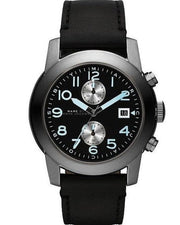  Shop Authentic Marc Jacobs Larry Chronograph Black Dial Black Leather Strap Watch for Men - MBM5054 - Luxxuri