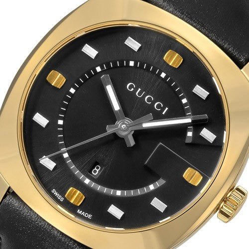  Shop Authentic Gucci GG2570 Quartz Black Dial Black Leather Strap Watch For Women - YA142408 - Luxxuri