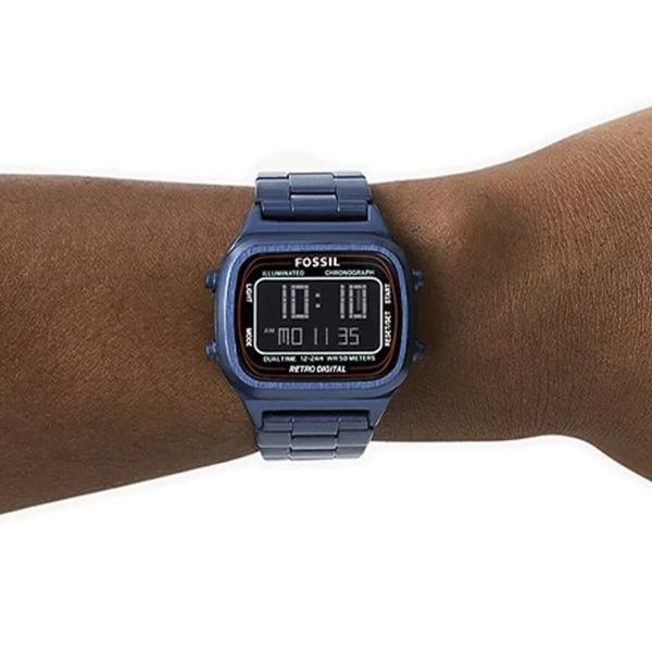  Shop Authentic Fossil Retro Analog-Digital Black Dial Blue Steel Strap Watch for Men - FS5896 - Luxxuri