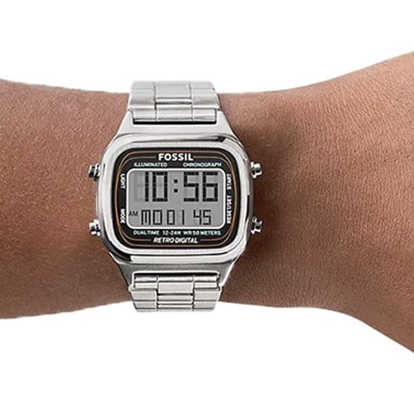  Shop Authentic Fossil Retro Digital Silver Dial Silver Steel Strap Watch for Men - FS5844 - Luxxuri