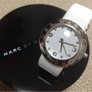  Shop Authentic Marc Jacobs Amy White Dial White Leather Strap Watch for Women - MBM1136 - Luxxuri