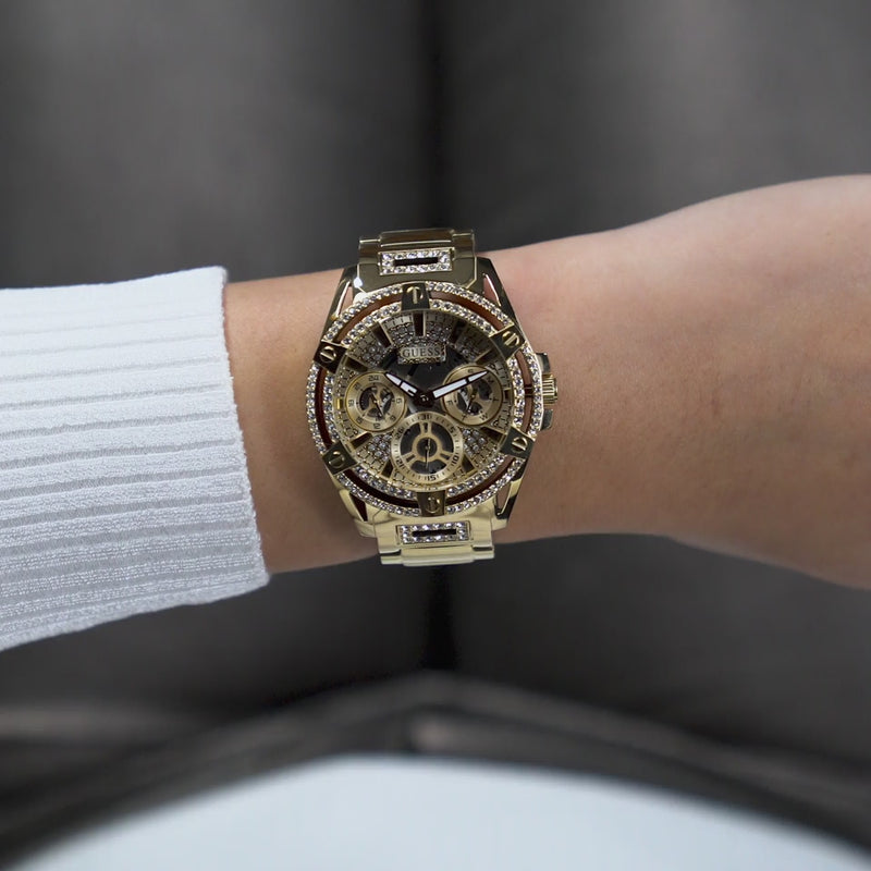  Shop Authentic Guess Queen Quartz Gold Dial Gold Steel Strap Watch For Women - GW0464L2 - Luxxuri