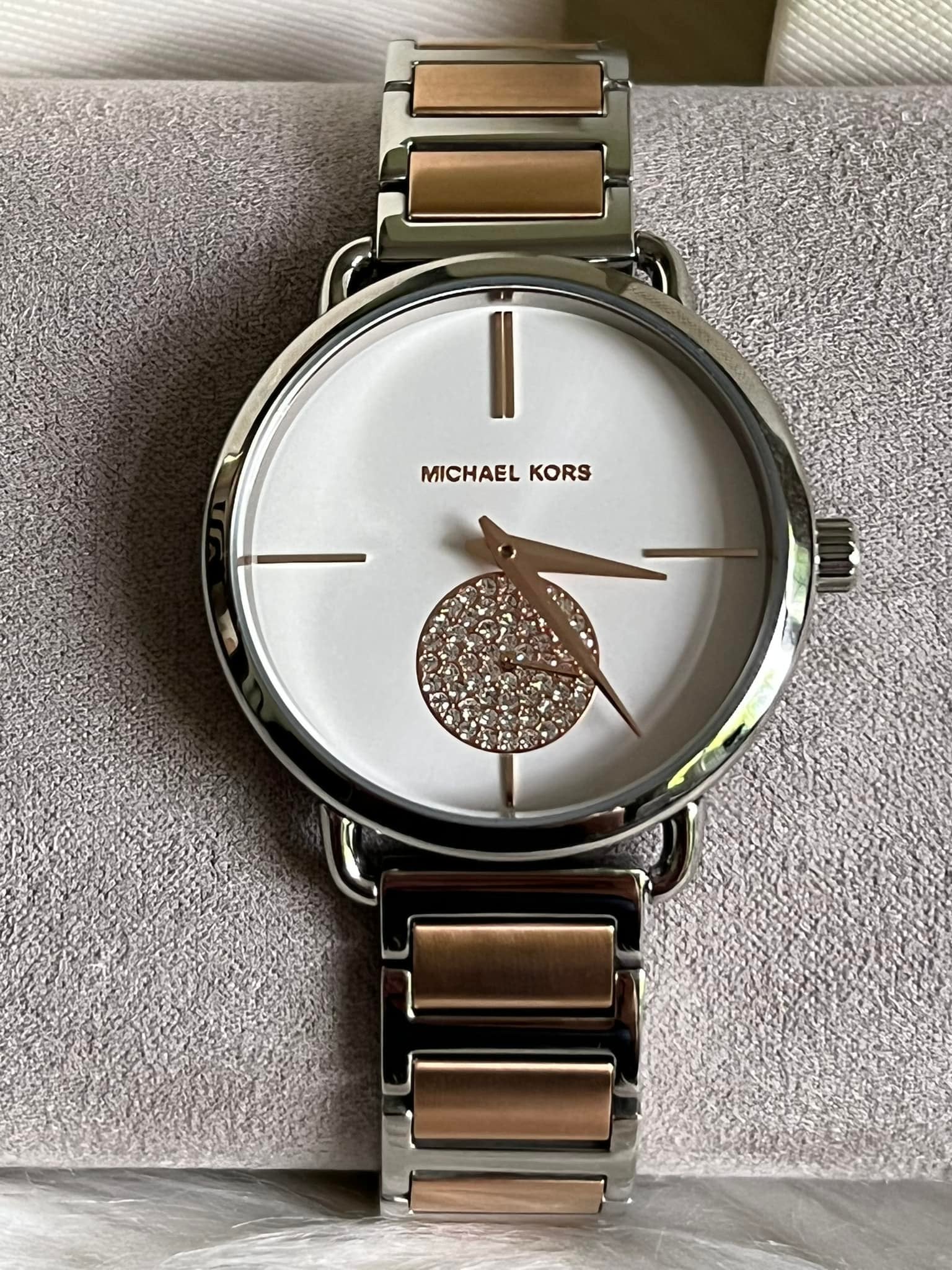  Shop Authentic Michael Kors Portia Quartz Silver Dial Two Tone Steel Strap Watch For Women - MK3709 - Luxxuri