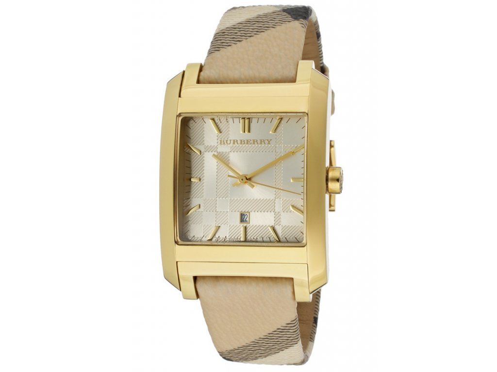  Shop Authentic Burberry Nova Gold Tone Square Dial Leather Strap Watch for Women - BU1582 - Luxxuri