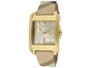  Shop Authentic Burberry Nova Gold Tone Square Dial Leather Strap Watch for Women - BU1582 - Luxxuri