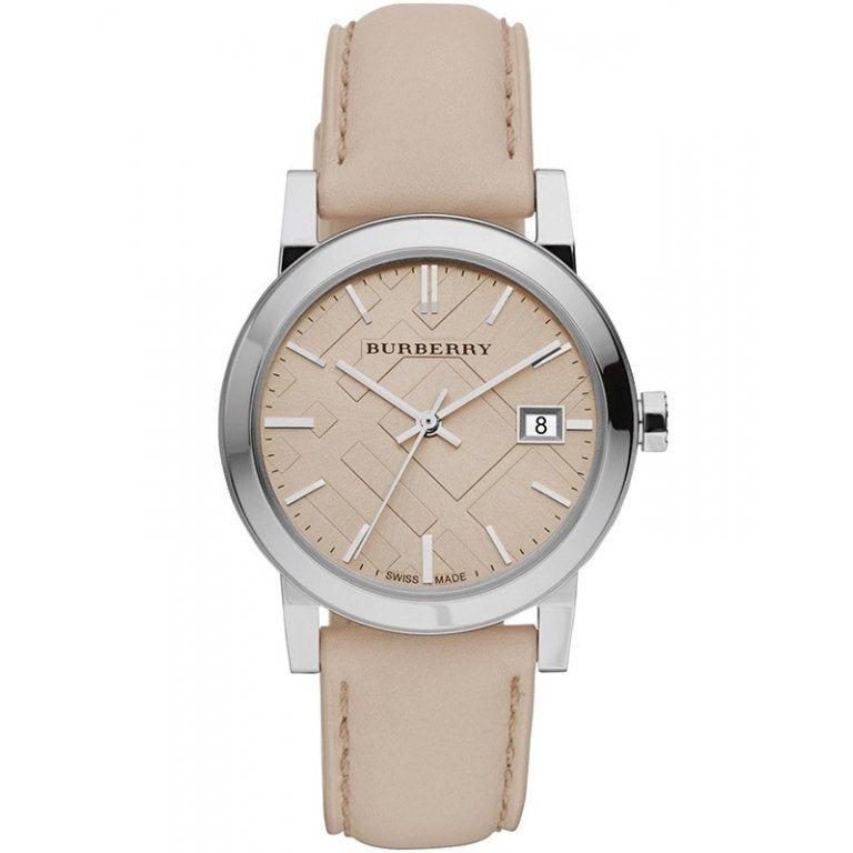  Shop Authentic Burberry The City Beige Dial Beige Leather Strap Watch for Women - BU9107 - Luxxuri