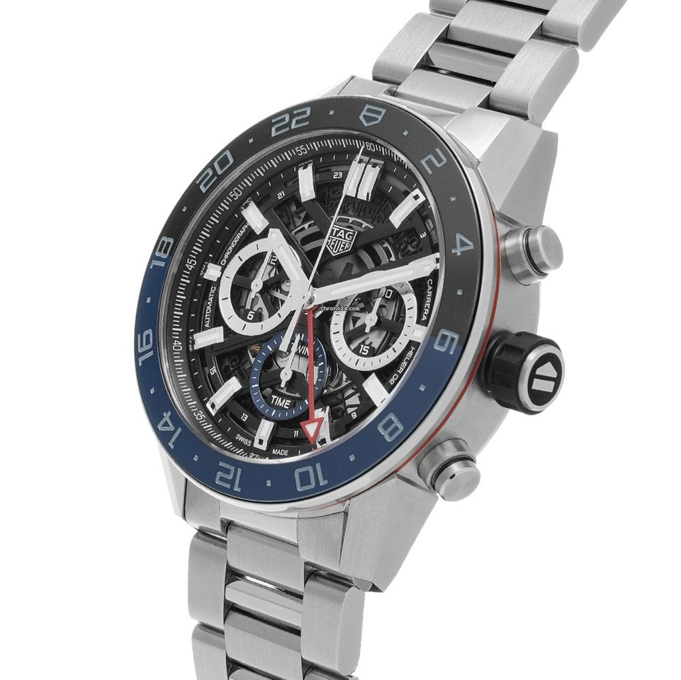  Shop Authentic Tag Heuer Carrera Chronograph Blue Dial Silver Steel Strap Watch for Men - CBG2A1Z.BA0658 - Luxxuri