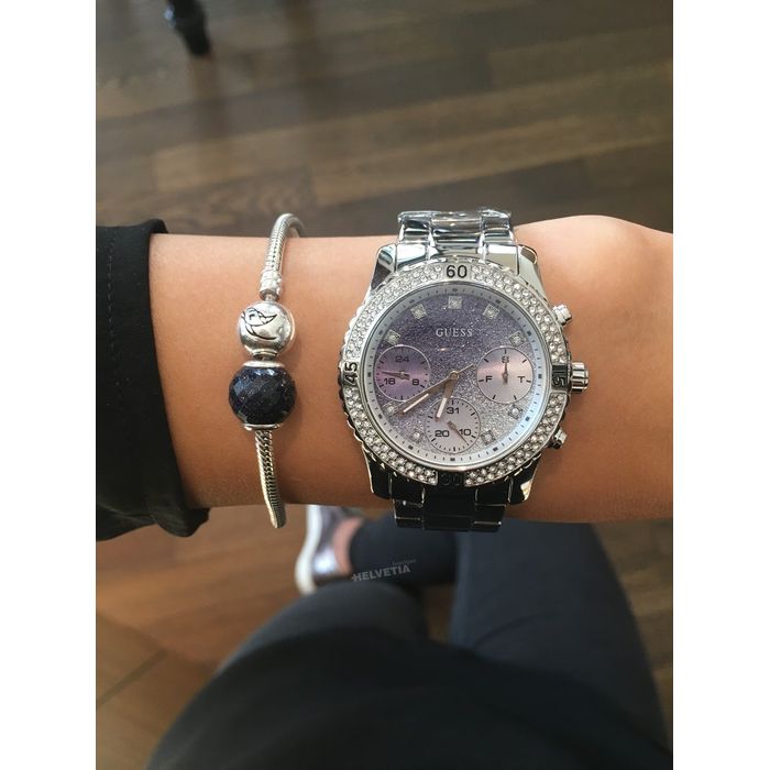  Shop Authentic Guess Confetti Diamonds Blue Dial Silver Steel Strap Watch for Women - W0774L6 - Luxxuri