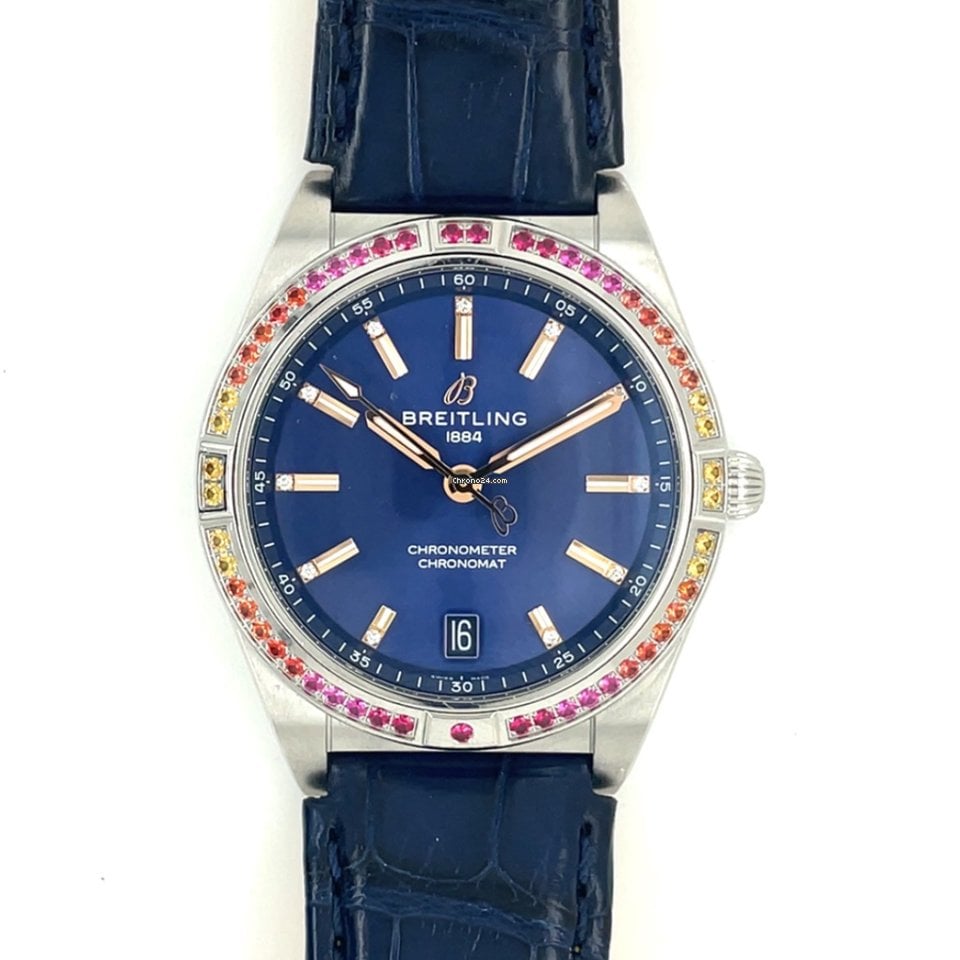  Shop Authentic Breitling Chronomat Automatic 36 South Sea Blue Dial Blue Leather Strap Watch for Women - A10380611C1P1 - Luxxuri