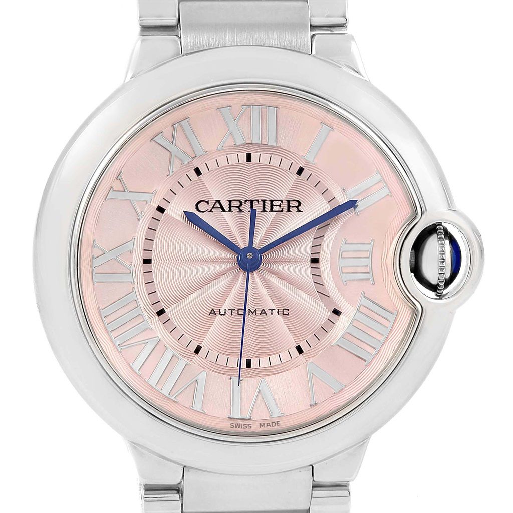  Shop Authentic Cartier Ballon Bleu De Cartier Pink Dial Silver Steel Strap Watch for Women - W6920041 - Luxxuri