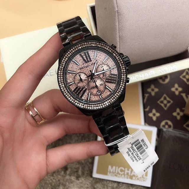  Shop Authentic Michael Kors Wren Chronograph Gold Diamonds Dial Black Steel Strap Watch for Women - MK5879 - Luxxuri