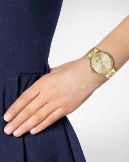  Shop Authentic Michael Kors Jaryn Analog Quartz Gold Dial Gold Steel Strap Watch For Women - MK3500 - Luxxuri