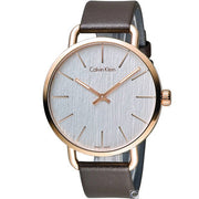  Shop Authentic Calvin Klein Even Silver Dial Brown Leather Strap Watch for Men - K7B216G6 - Luxxuri