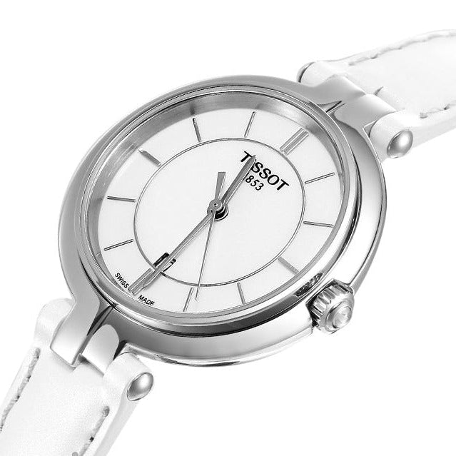  Shop Authentic Tissot T Lady Flamingo White Dial White Leather Strap Watch For Women - T094.210.16.011.00 - Luxxuri