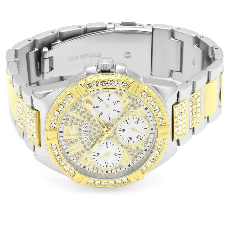  Shop Authentic Guess Frontier Chronograph Crystals Gold Dial Two Tone Steel Strap Watch For Women - W1156L5 - Luxxuri