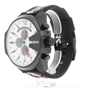  Shop Authentic Diesel Mega Chief Chronograph Silver Dial Black Leather Strap Watch For Men - DZ4512 - Luxxuri