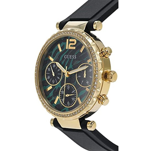  Shop Authentic Guess Solstice Green Dial Black Rubber Strap Watch for Women - GW0113L1 - Luxxuri