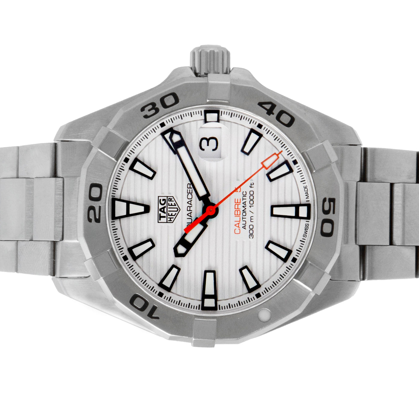  Shop Authentic Tag Heuer Aquaracer Automatic White Dial Silver Steel Strap Watch for Men - WBD2111.BA0928 - Luxxuri