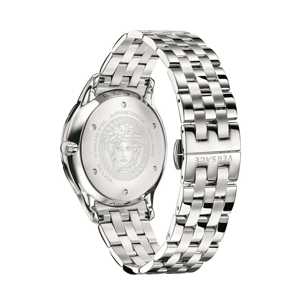  Shop Authentic Versace Univers Analog Black Dial Silver Steel Strap Watch for Men - VEBK00418 - Luxxuri