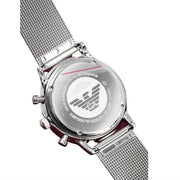  Shop Authentic Emporio Armani Classic Chronograph Quartz Silver Dial Silver Mesh Bracelet Watch For Men - AR0390 - Luxxuri