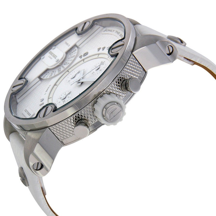  Shop Authentic Diesel Badass Chronograph White Dial White Leather Strap Watch For Men - DZ7265 - Luxxuri