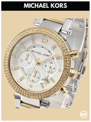  Shop Authentic Michael Kors Parker Chronograph Silver Dial Two Tone Steel Strap Watch For Women - MK5687 - Luxxuri