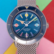  Shop Authentic Breitling Superocean Heritage '57 Special Edition II Blue Dial Silver Mesh Bracelet Watch for Men - A103702A1C1A1 - Luxxuri