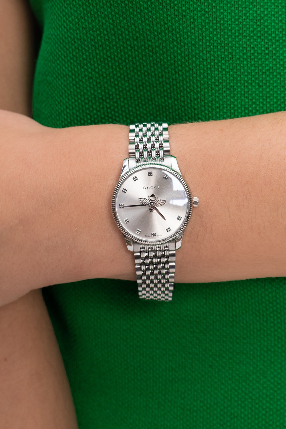  Shop Authentic Gucci G Timeless Quartz Silver Dial Silver Steel Strap Watch For Women - YA1265019 - Luxxuri