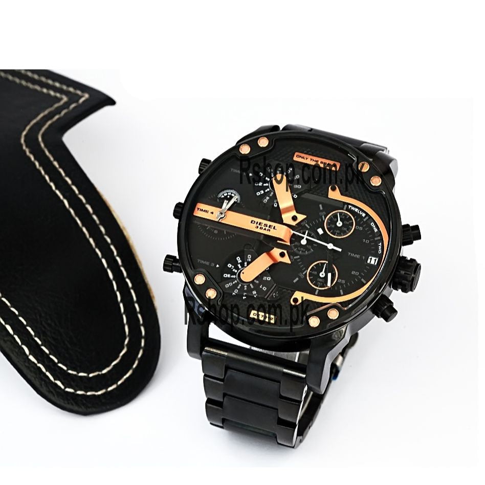  Shop Authentic Diesel Big Daddy Black Dial Black Steel Strap Watch For Men - DZ7312 - Luxxuri
