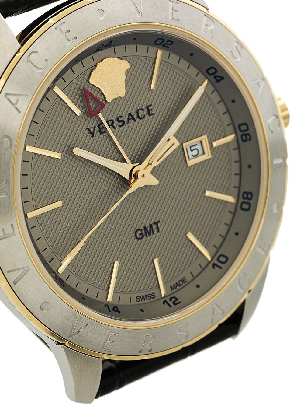  Shop Authentic Versace Univers Beige Dial Black Leather Strap Watch for Men - VEBK00218 - Luxxuri