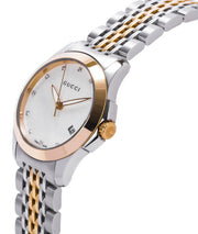  Shop Authentic Gucci G Timeless Diamonds Mother of Pearl Dial Two Tone Mesh Bracelet Watch for Women - YA126513 - Luxxuri