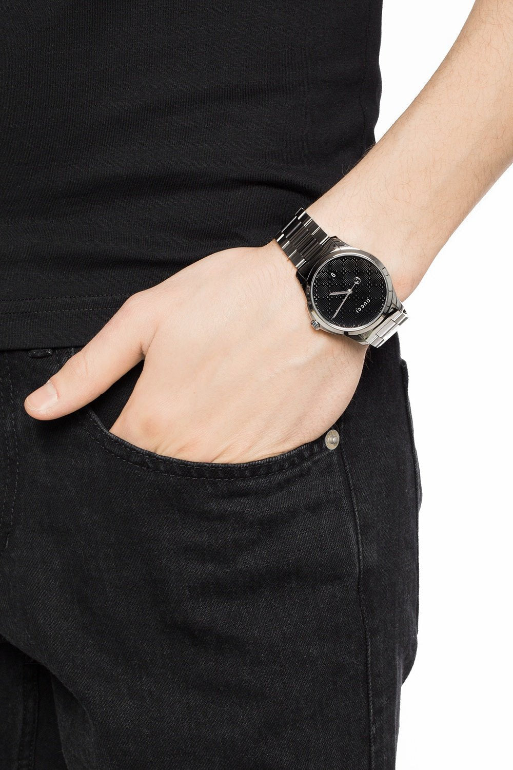  Shop Authentic Gucci G Timeless Black Dial Silver Steel Strap Watch For Men - YA126460 - Luxxuri