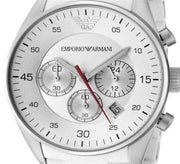  Shop Authentic Emporio Armani Sport Chronograph White Dial White Silicone Strap Watch For Men - AR5859 - Luxxuri