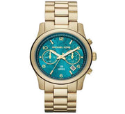  Shop Authentic Michael Kors Runway Stop Hunger Blue Dial Gold Steel Strap Watch for Men - MK8315 - Luxxuri