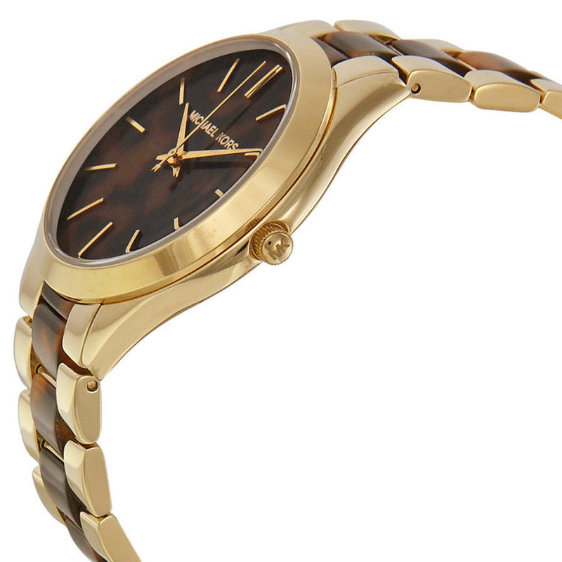  Shop Authentic Michael Kors Slim Runway Tortoise Shell Dial Two Tone Steel Strap Watch for Women - MK4284 - Luxxuri