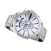  Shop Authentic Diesel Mega Chief Chronograph Silver Dial Silver Steel Strap Watch For Men - DZ4477 - Luxxuri