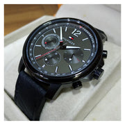  Shop Authentic Tommy Hilfiger London Chronograph Grey Dial Black Leather Strap Watch for Men - 1791533 - Luxxuri