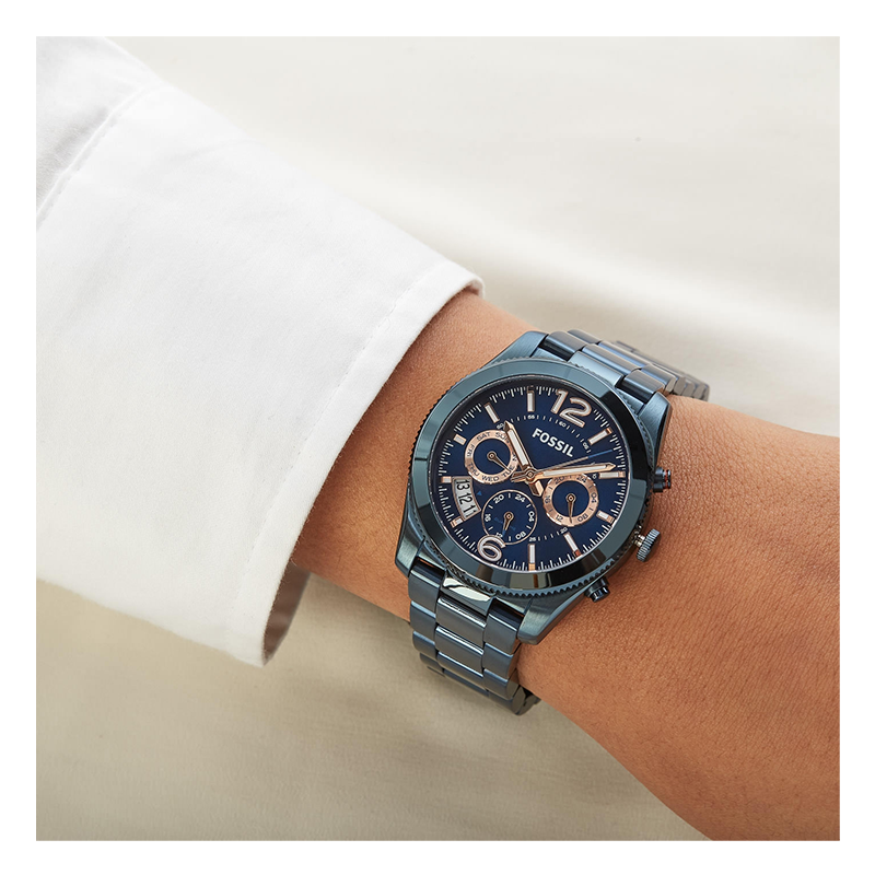  Shop Authentic Fossil Perfect Boyfriend Multifunction Blue Dial Blue Steel Strap Watch for Women - ES4093 - Luxxuri